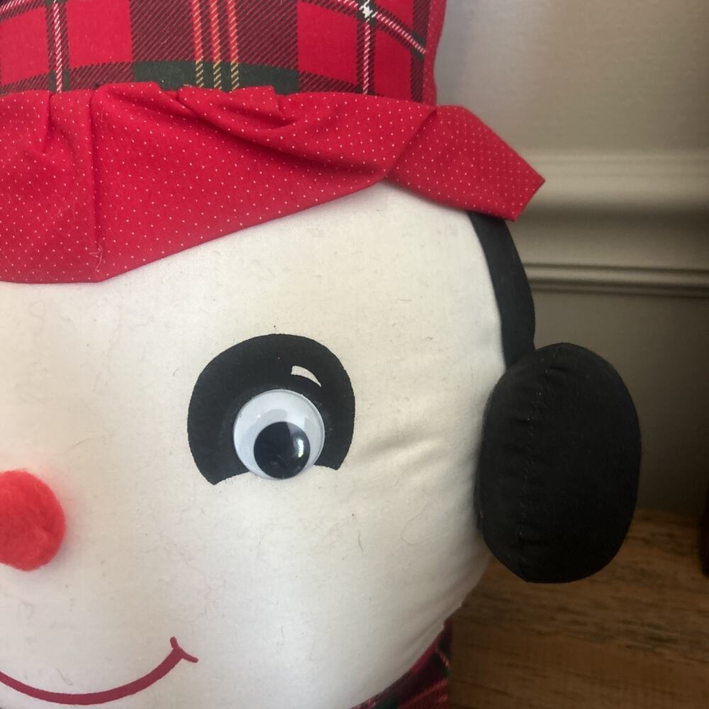Snowman Vintage Stuffed Christmas Hanging Pillow Head Scarf 19” Tall Holiday - Picture 4 of 9